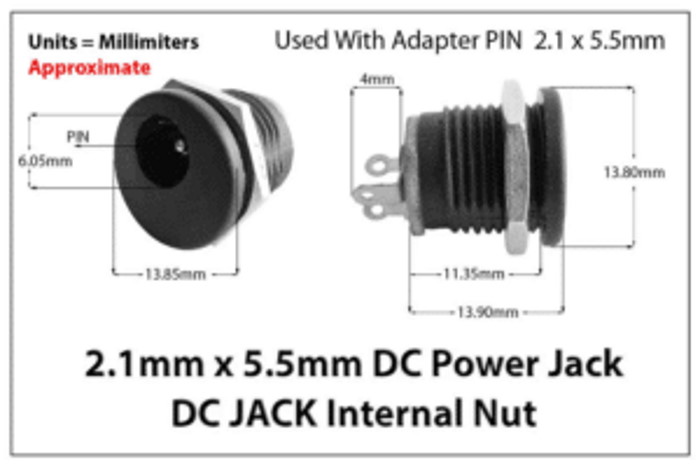 5.5-2.1 Panel Mount DC Connector