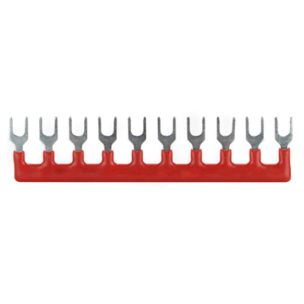 Red Jumper Block Terminal Strip Busbar ( 25A, Red, 10-pin)