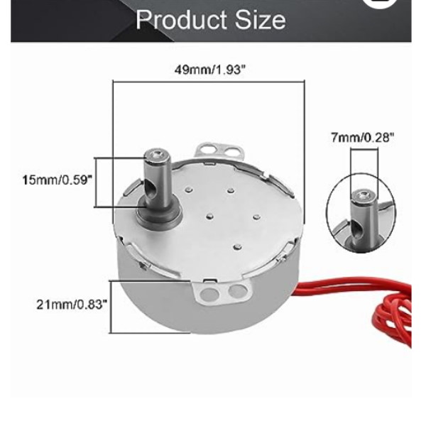 12V AC Synchronous Motor (5-6RPM, 12VAC, TYC)