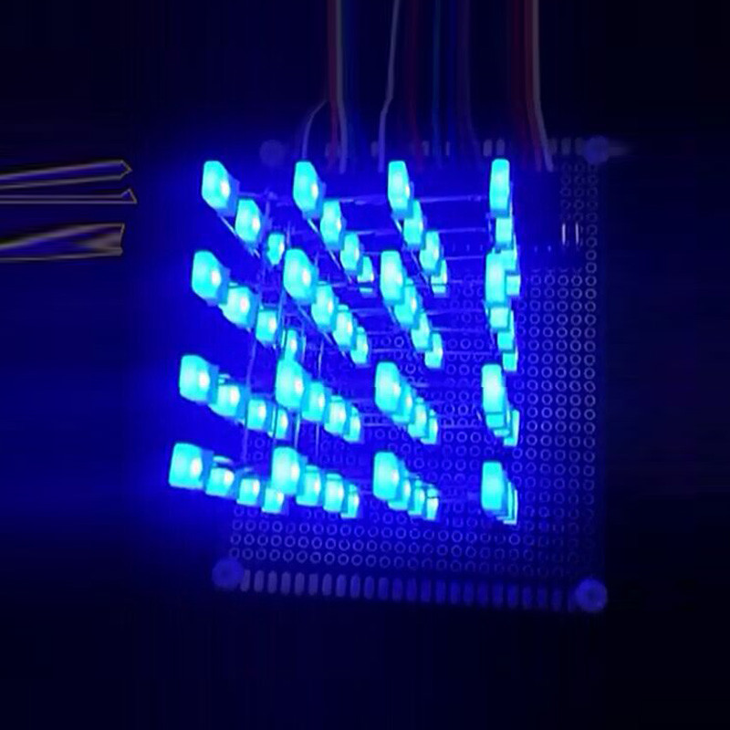 4X4X4 Blue LED 3D Matrix Light Cube DIY Arduino Shield Kit