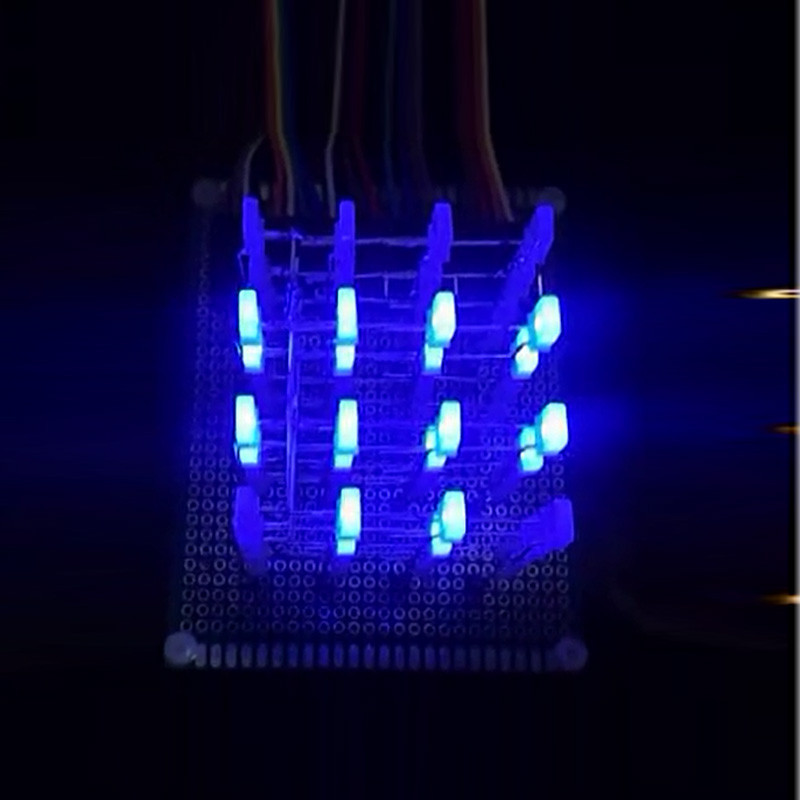 4X4X4 Blue LED 3D Matrix Light Cube DIY Arduino Shield Kit