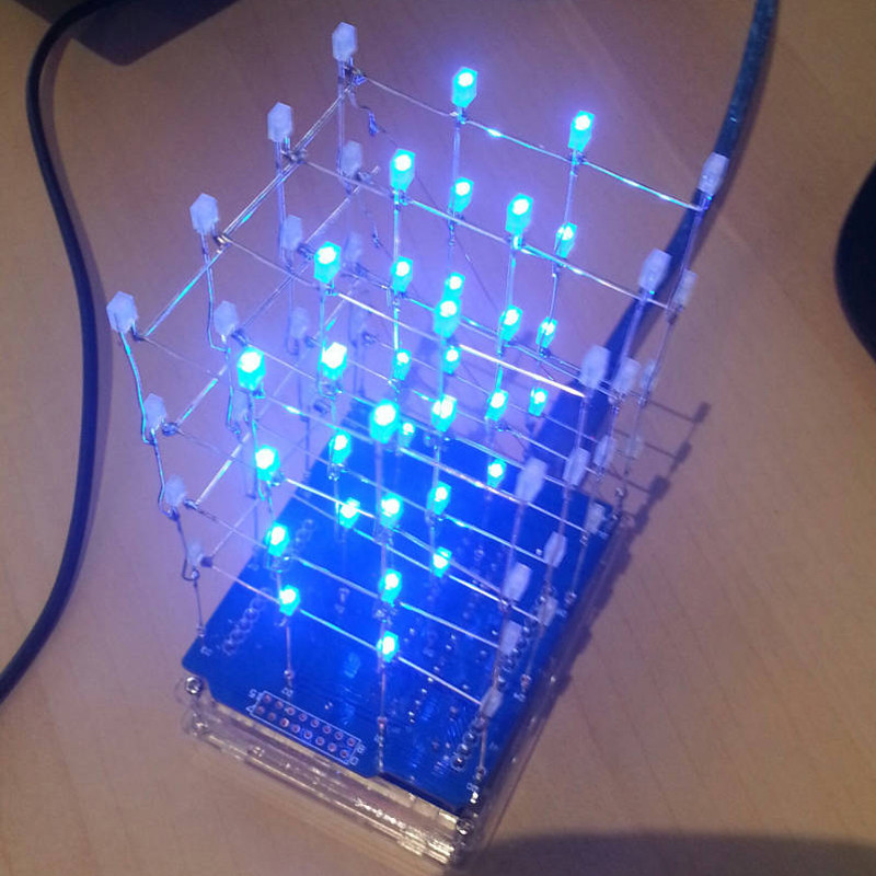 4X4X4 Blue LED 3D Matrix Light Cube DIY Arduino Shield Kit