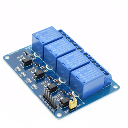 4-Channel 5V Optocoupler Relay Module (10A/250V AC; 10A/30V DC; Negative Trigger)