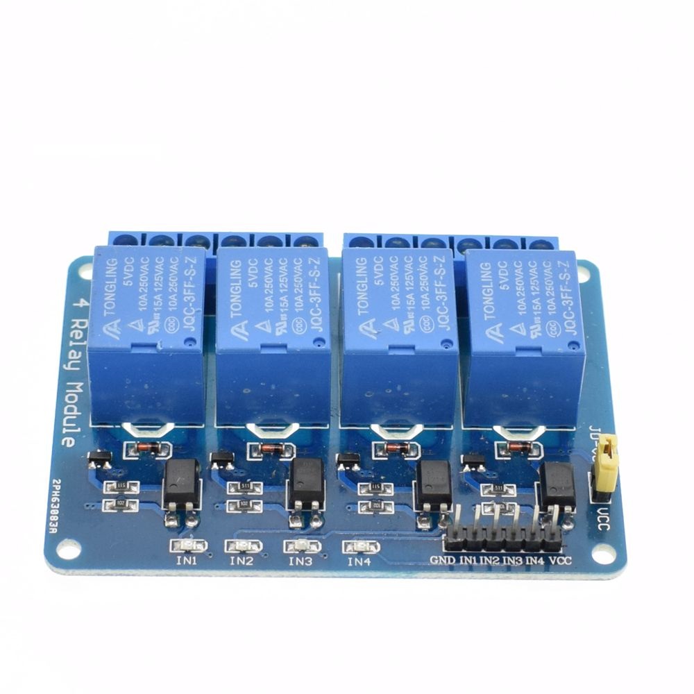 4-Channel 5V Optocoupler Relay Module (10A/250V AC; 10A/30V DC; Negative Trigger)