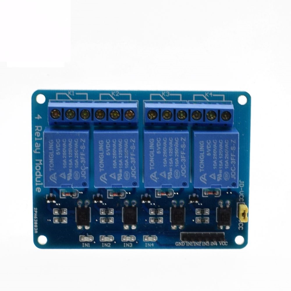 4-Channel 5V Optocoupler Relay Module (10A/250V AC; 10A/30V DC; Negative Trigger)