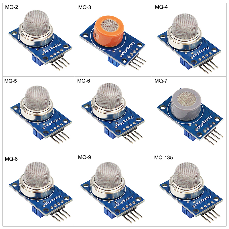 9 in 1 Gas Sensor Module Kit (MQ-2, MQ-3, MQ-4, MQ-5, MQ-6, MQ-7, MQ-8, MQ-9, MQ-135)