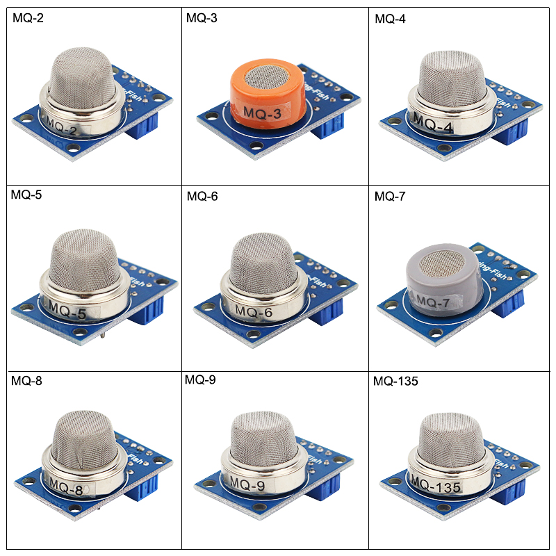 9 in 1 Gas Sensor Module Kit (MQ-2, MQ-3, MQ-4, MQ-5, MQ-6, MQ-7, MQ-8, MQ-9, MQ-135)