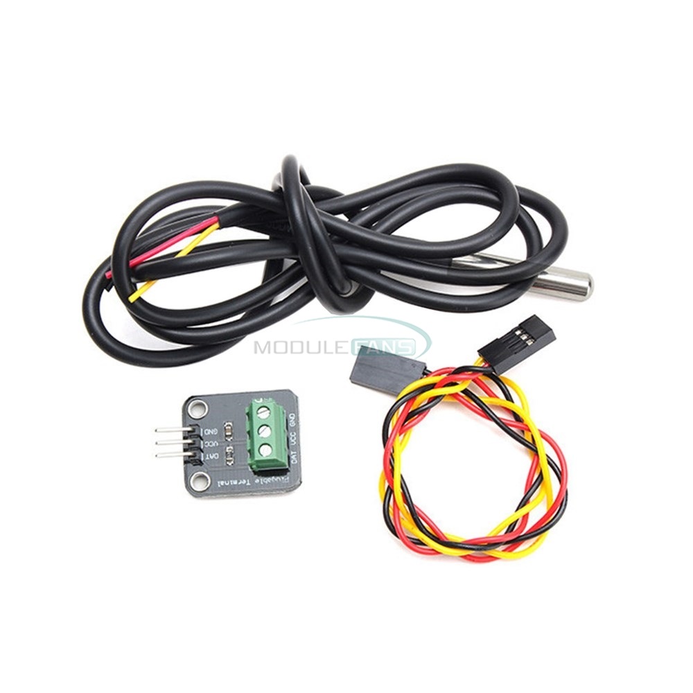 DS18B20 Temperature Sensor Module with Waterproof 100CM Cabled Stainless Steel Probe 