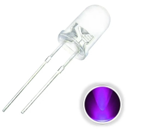 LED 5mm - Ultraviolet 390NM Clear Lens