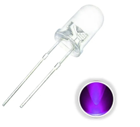 LED 3mm - Ultraviolet 390NM Clear Lens