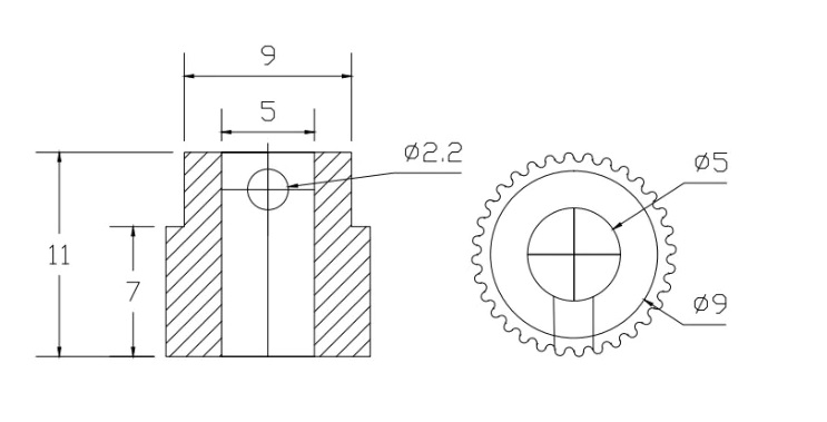 MK8 EXTRUDER DRIVE GEAR (36 Teeth, 5mm Bore)