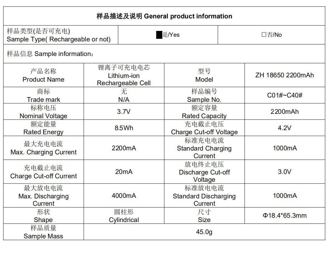 18650 Li-Ion Rechargeable Battery (3.7V, 2200mAh, Qulit Fire)