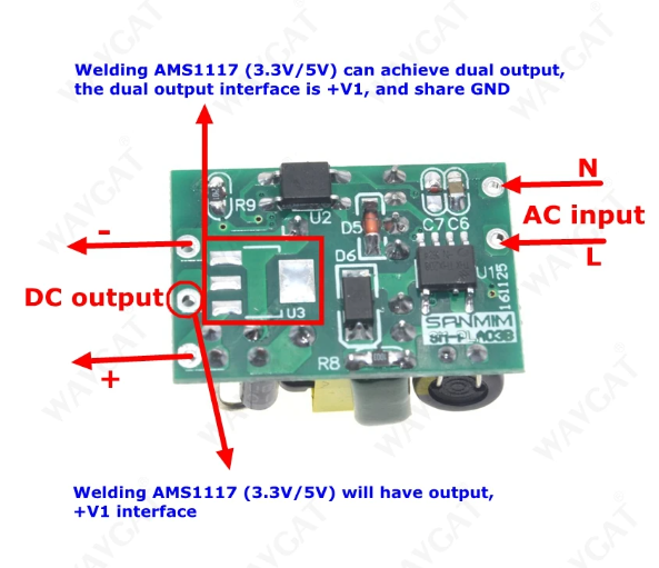 AC-DC 5V 800mA 110V/220V to DC 5V Power Supply Module (Buck Converter Step Down Board Transformer)