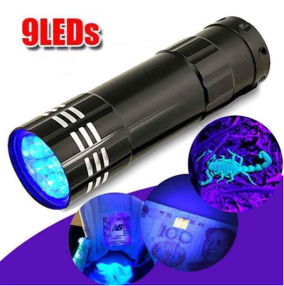 Mini UV Light Torch (4.5V, 9 Ultraviolet LED)