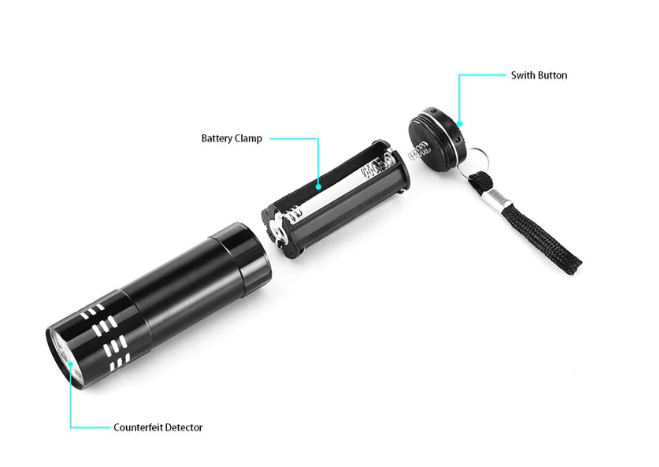 Mini UV Light Torch (4.5V, 9 Ultraviolet LED)