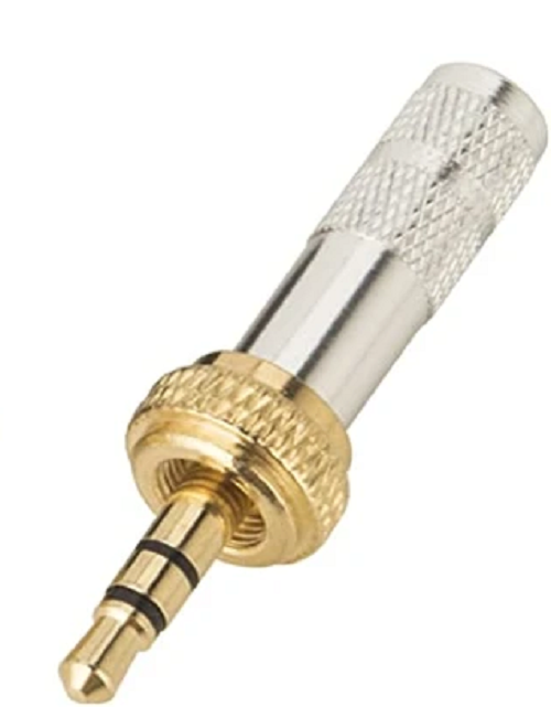 Screw Locking Stereo 3 Pole Male Jack Plug (Gold Plated, 3.5mm)