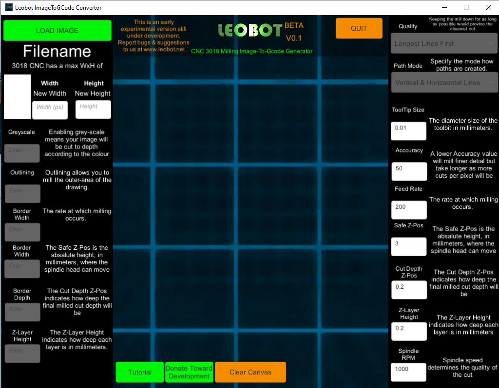 Leobot CNC Milling Image-To-GCode GBRL Convertor Software (Free)